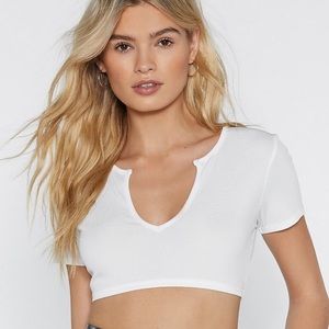 SOLD. Deep V Ribbed Crop Top